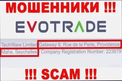Из конторы EvoTrade забрать назад вложенные денежные средства не выйдет - данные интернет мошенники спрятались в оффшорной зоне: Gateway 8, Rue de la Perle, Providence, Mahe, Seychelles