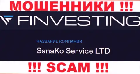 На официальном сайте Финвестинг отмечено, что юридическое лицо организации - SanaKo Service Ltd