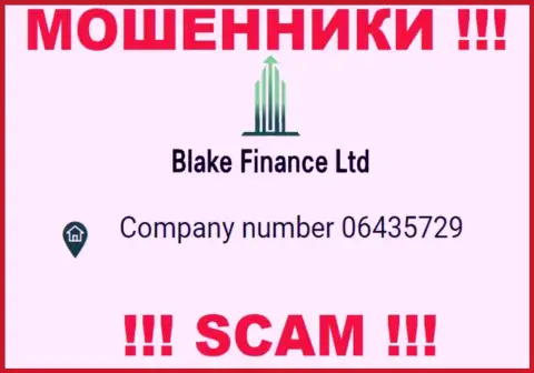 Регистрационный номер очередных разводил всемирной интернет сети конторы Blake-Finance Com: 06435729