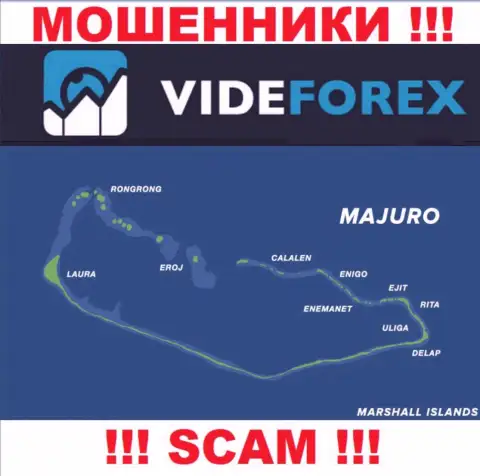 Организация VideForex имеет регистрацию очень далеко от своих клиентов на территории Маджуро, Маршалловы острова