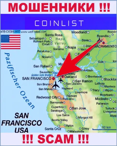 Официальное место регистрации Coin List на территории - Сан-Франциско, США