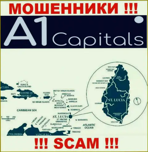 St. Lucia - место регистрации организации A1 Capitals, находящееся в оффшорной зоне