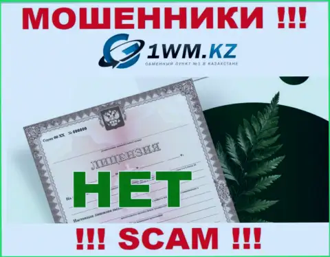 1WM Kz не имеют лицензию на ведение бизнеса - это очередные internet-мошенники