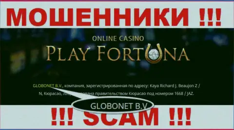 Данные об юридическом лице Play Fortuna, ими является контора GLOBONET B.V.