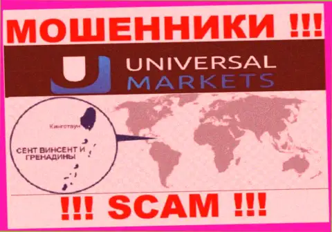 Компания UniversalMarkets зарегистрирована очень далеко от оставленных без денег ими клиентов на территории St. Vincent and Grenadines