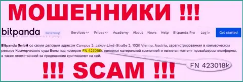 FN 423018k - это рег. номер разводил Bitpanda GmbH, которые ВЫВОДИТЬ НЕ ХОТЯТ ВКЛАДЫ !!!