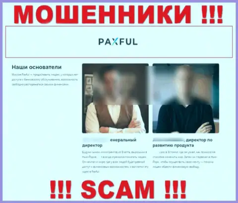 Абсолютно ничего кроме фейка на веб-портале махинаторов PaxFul Com не сможете найти, в том числе и о руководителях