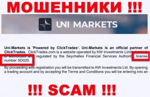 Будьте очень бдительны, UNIMarkets Com уведут вложенные деньги, хоть и представили лицензию на веб-ресурсе