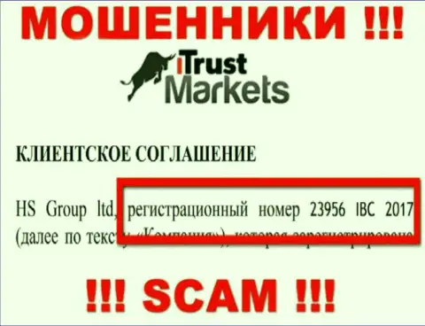 Номер регистрации Trust-Markets Com - данные с официального интернет-портала: 23956 IBC 2017