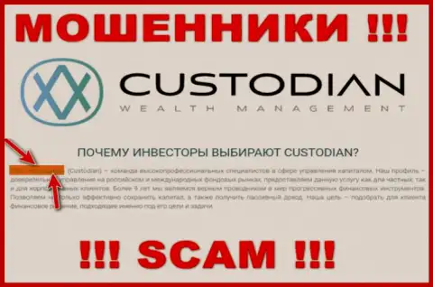 Юр. лицом, управляющим интернет-мошенниками Custodian, является ООО Кастодиан