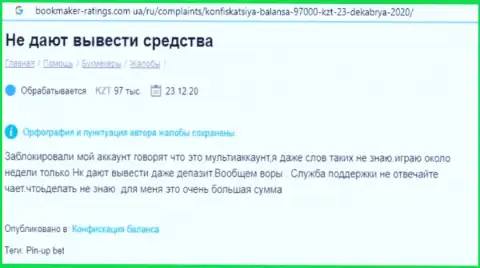 Реальный клиент в собственном объективном отзыве пишет про противозаконные действия со стороны компании Pin Up Bet