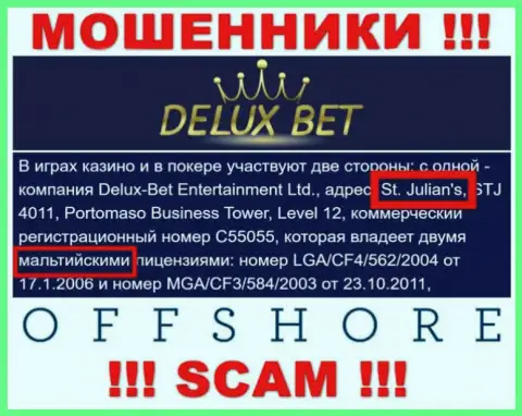 Место базирования Deluxe Bet на территории - Malta