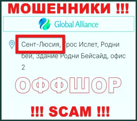 С интернет-вором GlobalAlliance рискованно сотрудничать, они базируются в оффшорной зоне: Saint Lucia