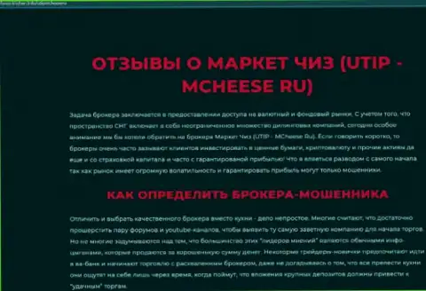 Выводящая на чистую воду, на полях всемирной интернет паутины, информация о мошеннических деяниях MCheese Ru