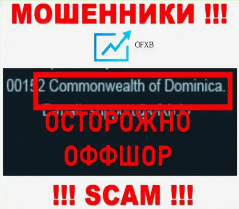 OFXB намеренно скрываются в офшорной зоне на территории Dominica, интернет-мошенники