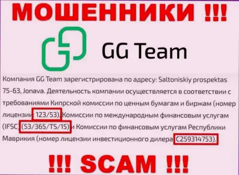 Весьма рискованно доверять организации GG Team, хотя на сайте и показан ее лицензионный номер