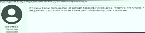 В представленном правдивом отзыве представлен очередной случай обувания дверчивого клиента махинаторами Casino-Vulkan Com