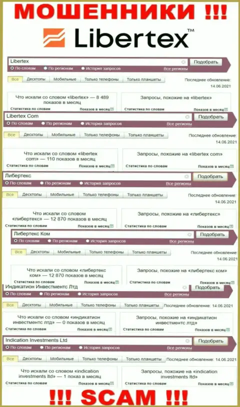 Число online запросов по интернет-мошенникам Либертех