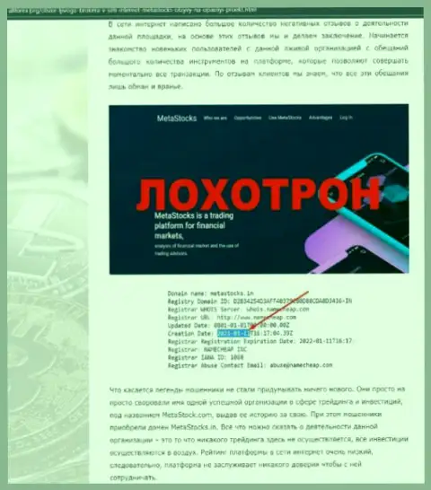 MetaStocks Org - это РАЗВОД !!! В котором наивных клиентов кидают на средства (обзор организации)