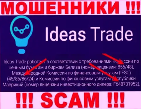 IdeasTrade продолжает сливать наивных людей, показанная лицензия, на web-ресурсе, их не останавливает