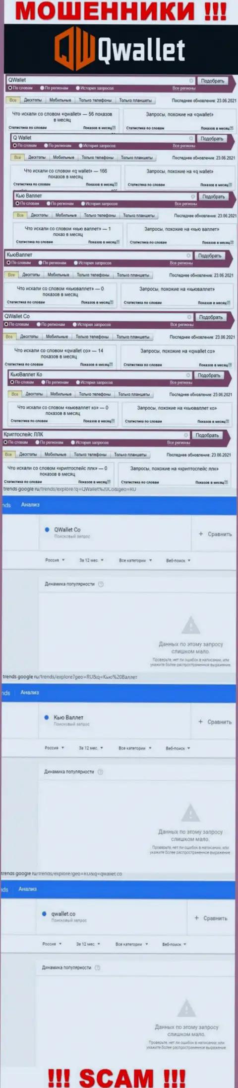 Статистика онлайн-запросов по бренду КьюВаллет Ко в сети интернет