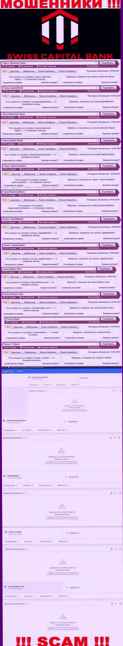 Статистические данные online-запросов по бренду СвиссКапиталБанк