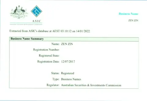 Юридическая информация о регистрации брокерской организации Зинеера