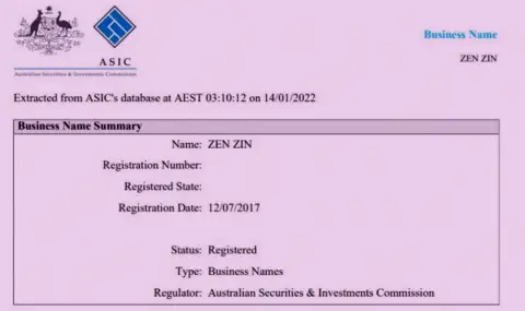 Регистрация биржевой компании Зиннейра австралийским регулятором